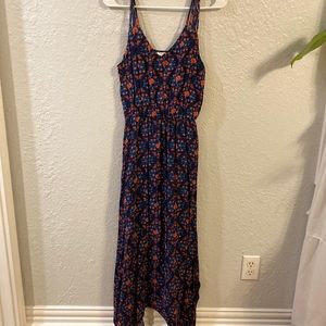 Blue and orange floral maxi dress